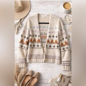 Saltwater LUXE Cream and Orange Patterned Cardigan